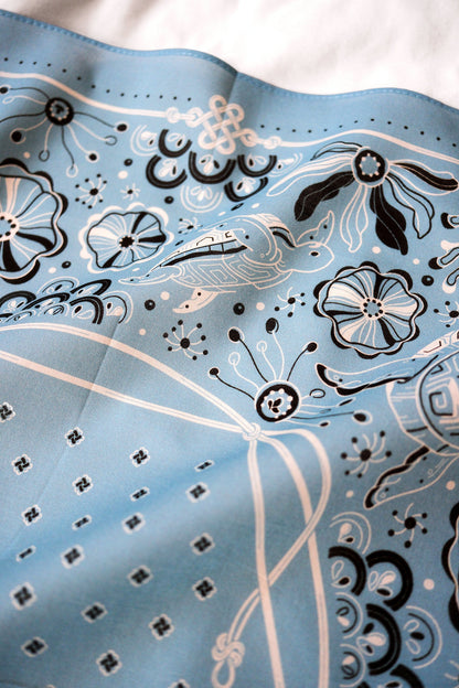 Timeless Turtle Bandana (Dusty Blue) — Korean Knot Art Collection