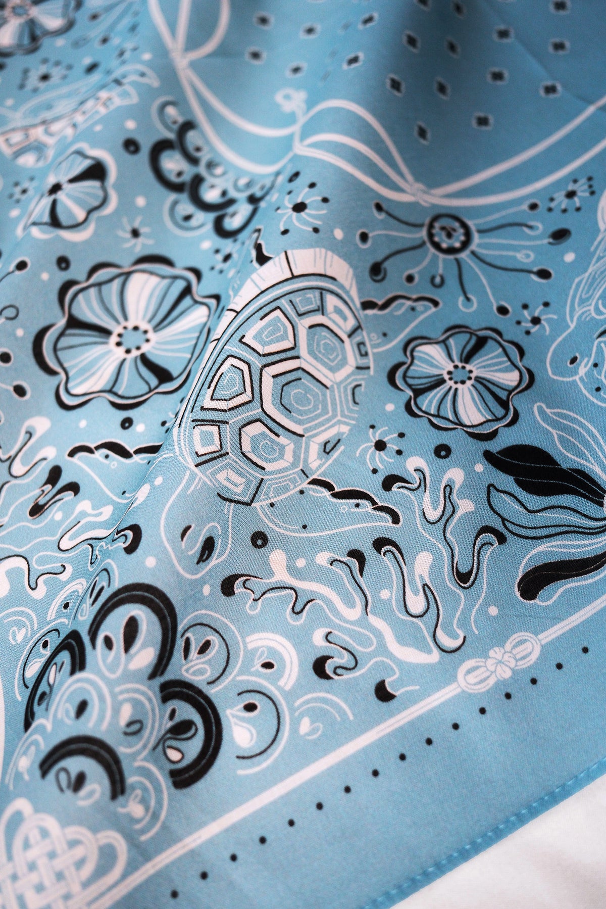 Timeless Turtle Bandana (Dusty Blue) — Korean Knot Art Collection
