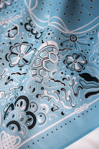 Timeless Turtle Bandana (Dusty Blue) — Korean Knot Art Collection
