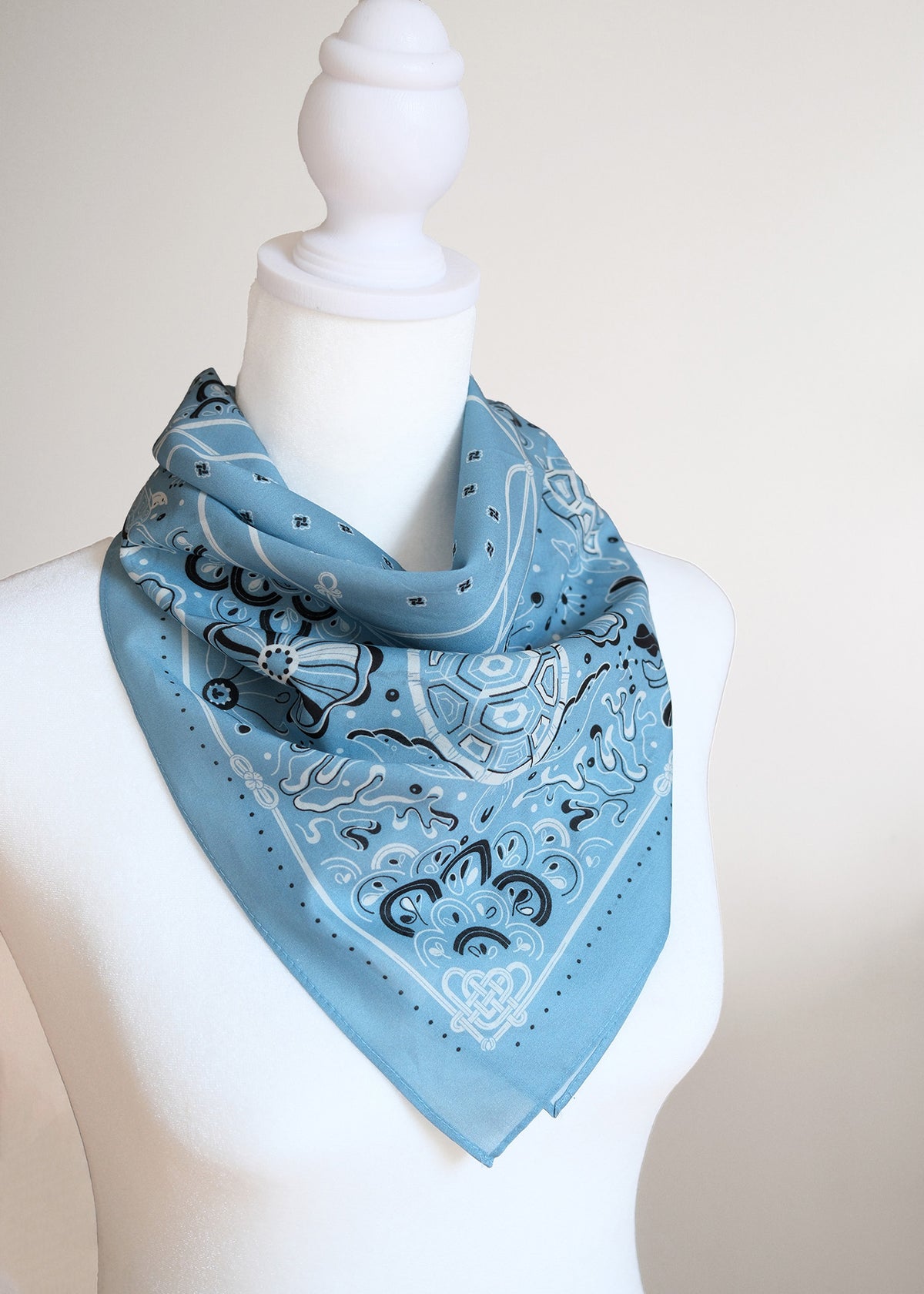 Timeless Turtle Bandana (Dusty Blue) — Korean Knot Art Collection