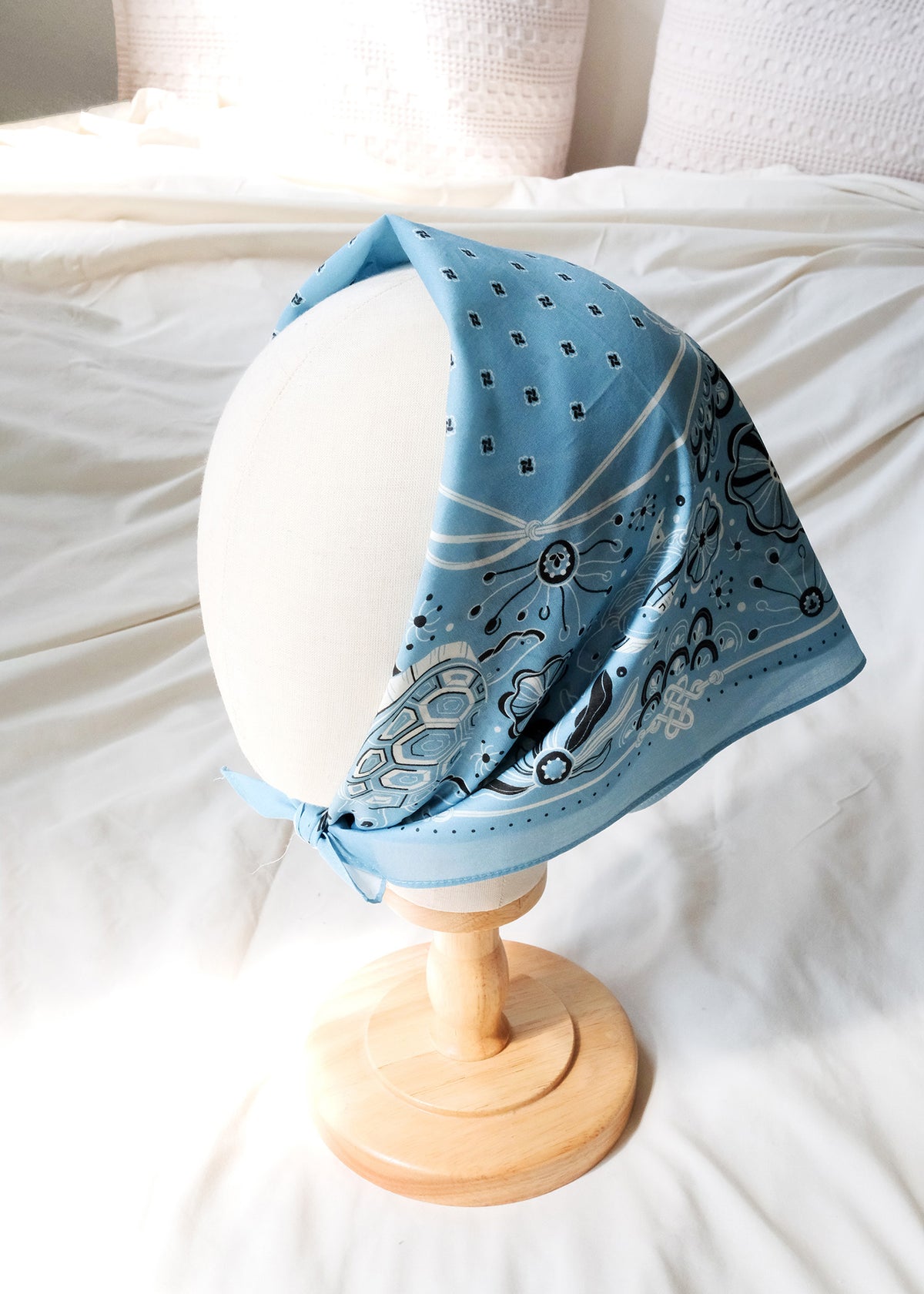Timeless Turtle Bandana (Dusty Blue) — Korean Knot Art Collection