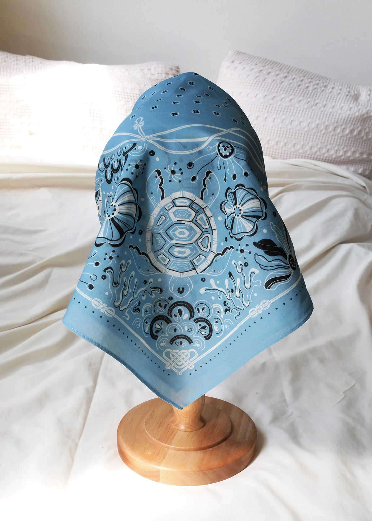 Timeless Turtle Bandana (Dusty Blue) — Korean Knot Art Collection