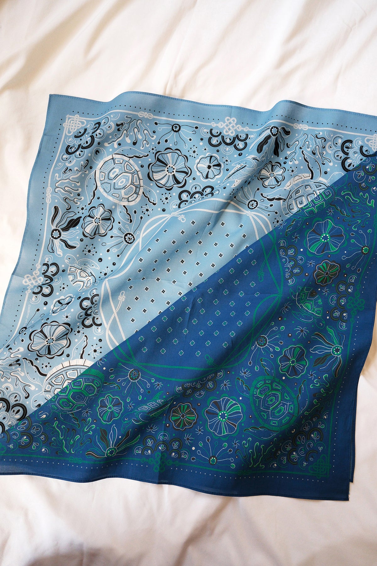 Timeless Turtle Bandana (Sea Blue) — Korean Knot Art Collection