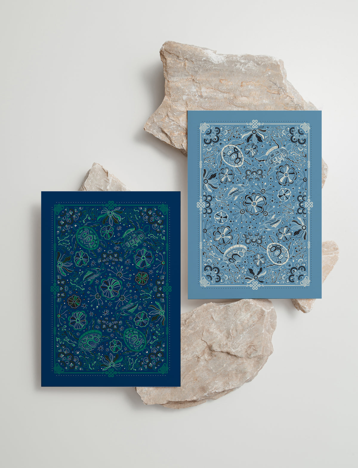 Timeless Turtle Art Print Postcard (Sea Blue)