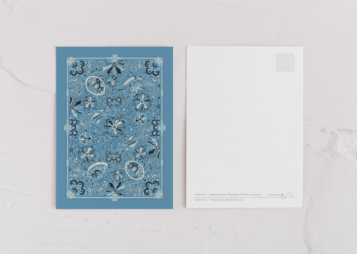 Timeless Turtle Bandana (Dusty Blue) — Korean Knot Art Collection