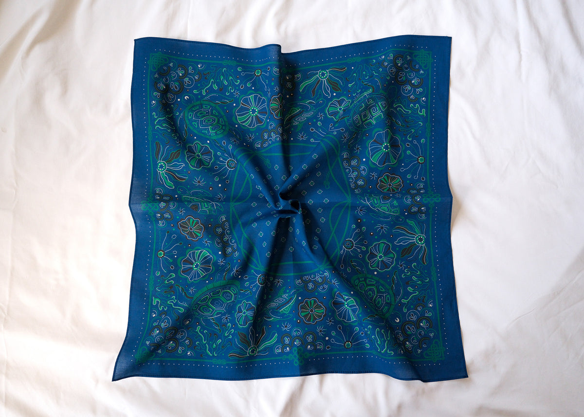 Timeless Turtle Bandana (Sea Blue) — Korean Knot Art Collection