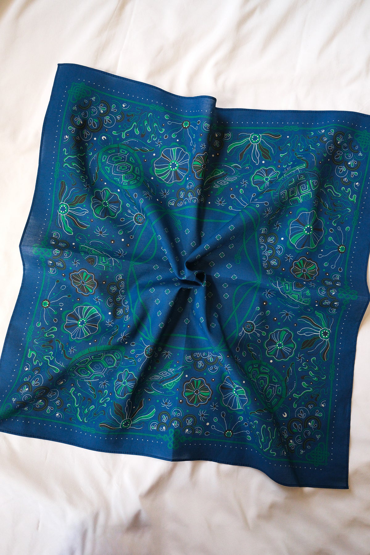 Timeless Turtle Bandana (Sea Blue) — Korean Knot Art Collection