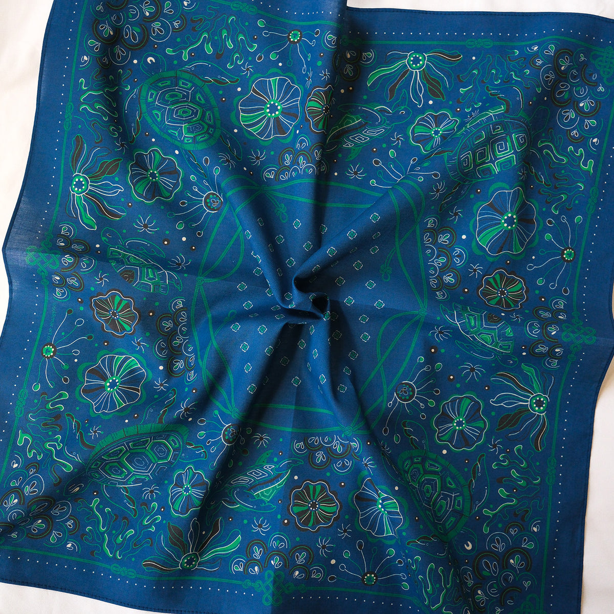 Timeless Turtle Bandana (Sea Blue) — Korean Knot Art Collection