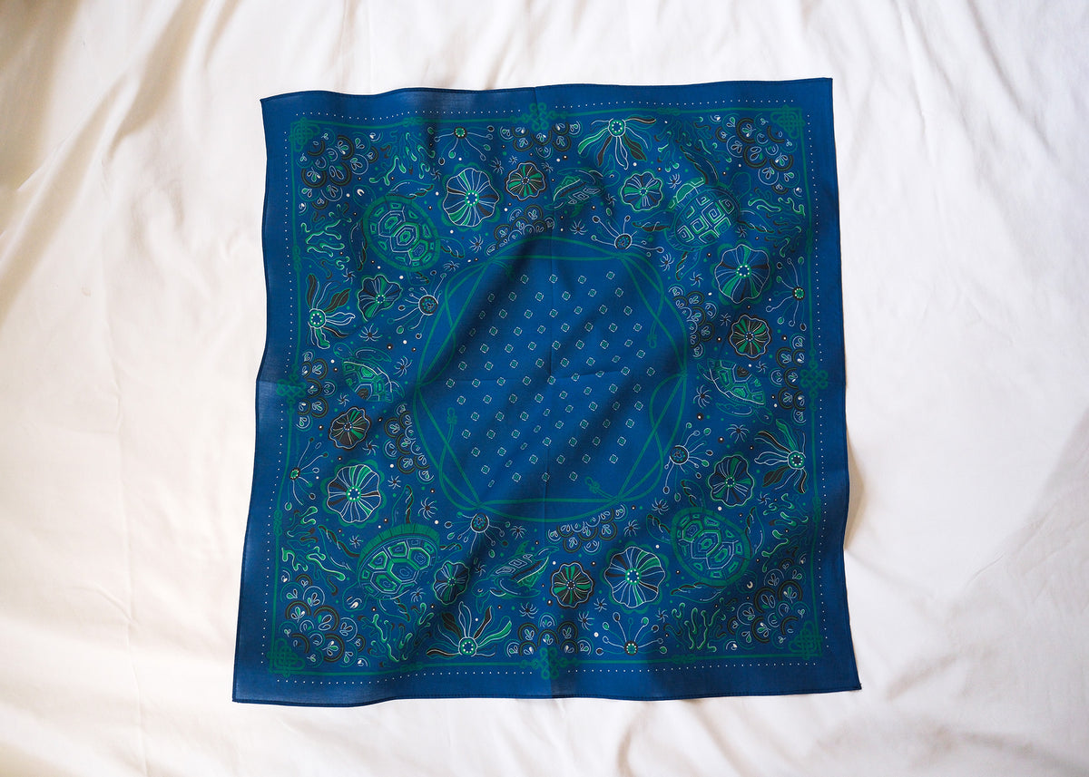 Timeless Turtle Bandana (Sea Blue) — Korean Knot Art Collection
