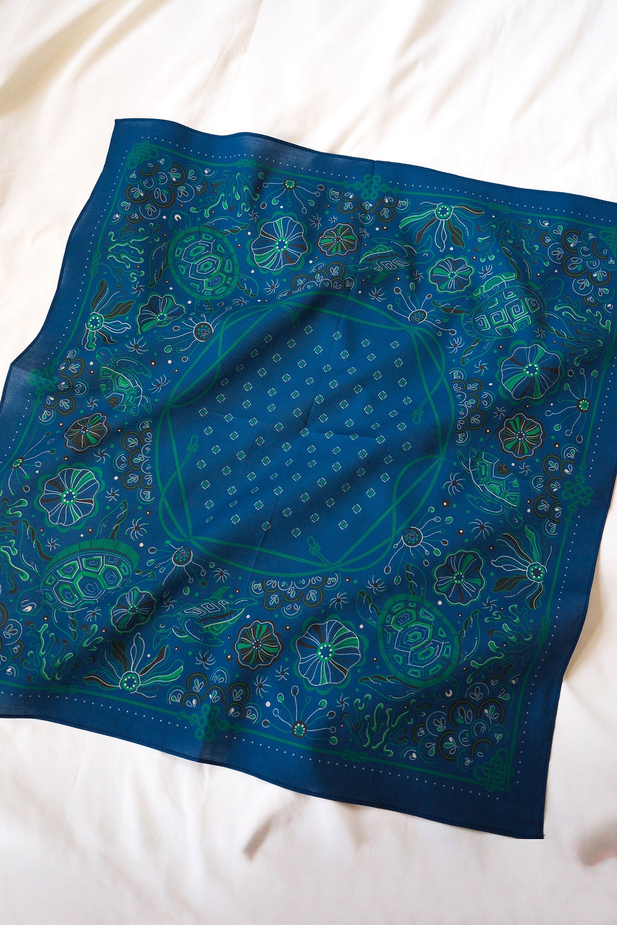 Timeless Turtle Bandana (Sea Blue) — Korean Knot Art Collection
