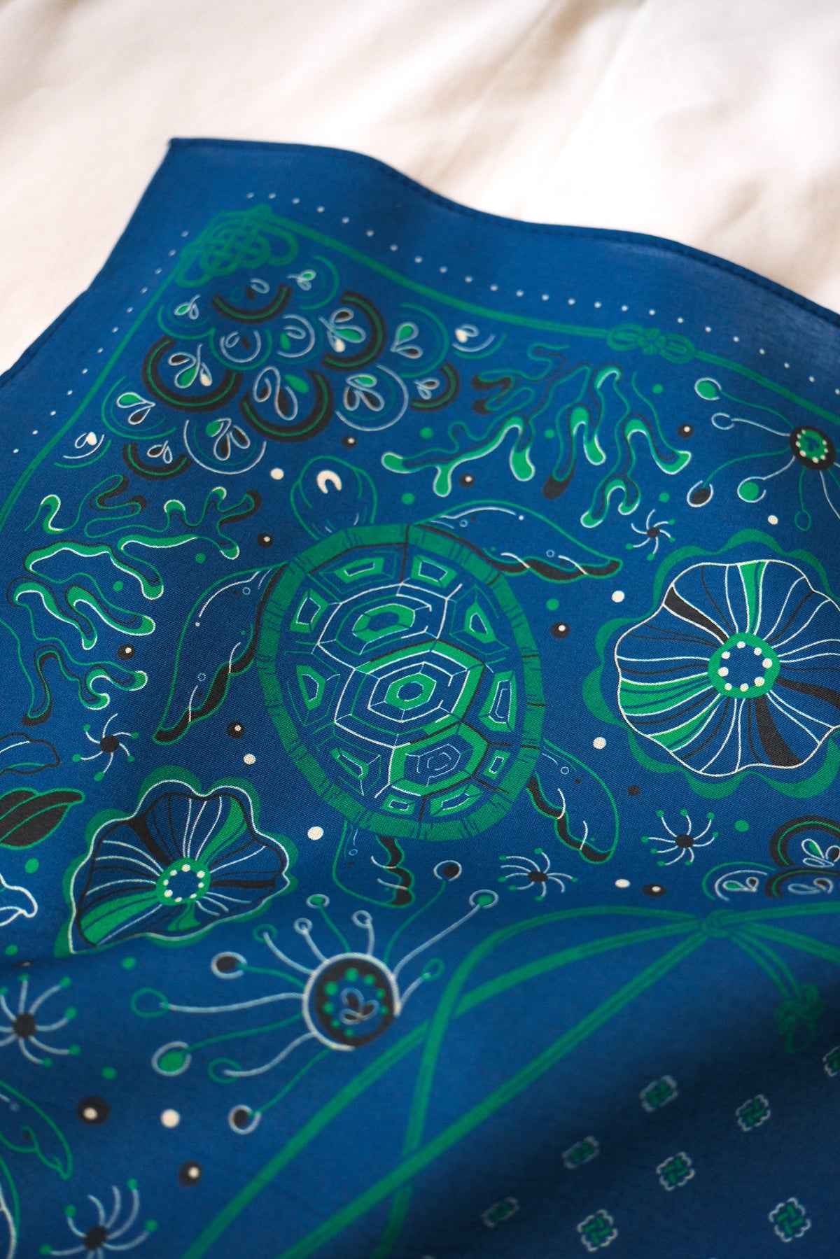 Timeless Turtle Bandana (Sea Blue) — Korean Knot Art Collection