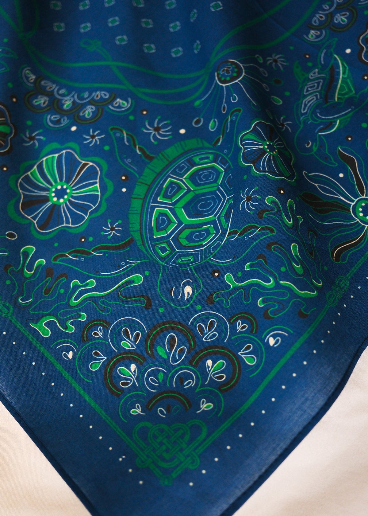 Timeless Turtle Bandana (Sea Blue) — Korean Knot Art Collection