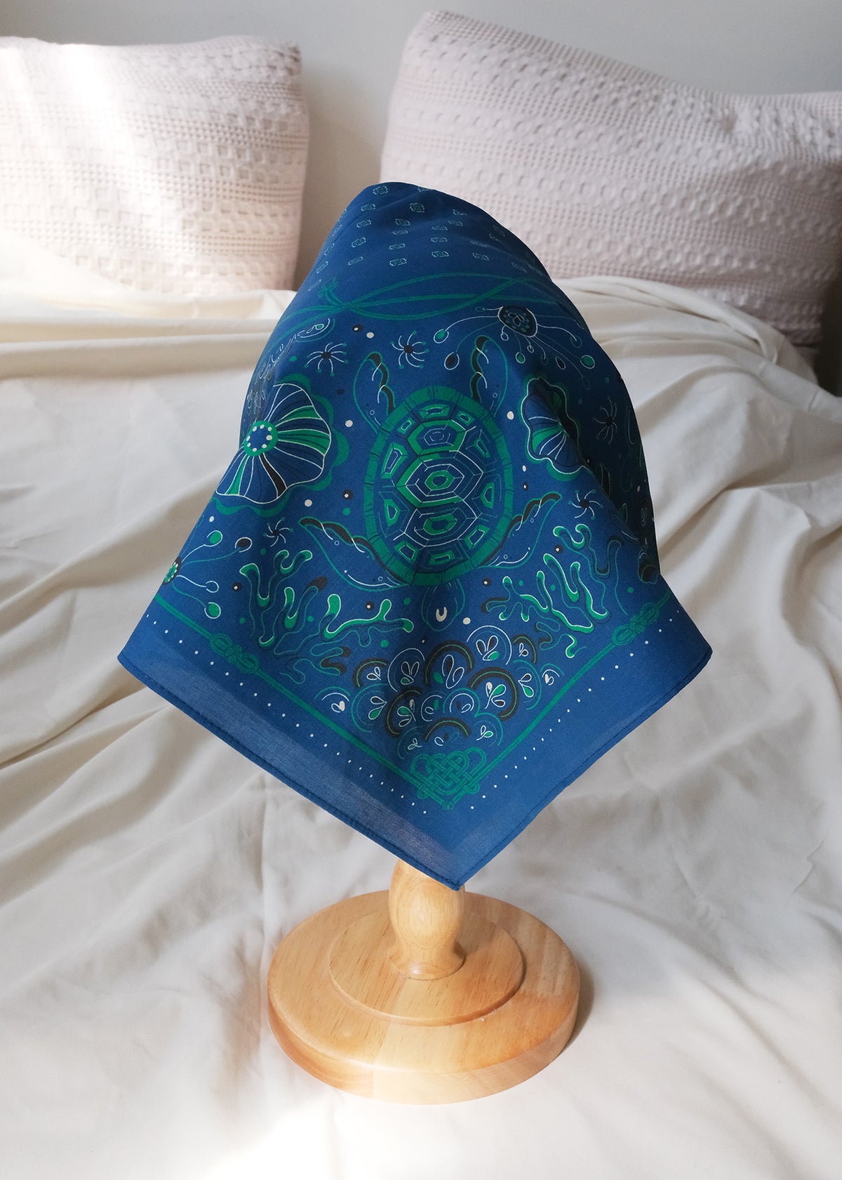 Timeless Turtle Bandana (Sea Blue) — Korean Knot Art Collection