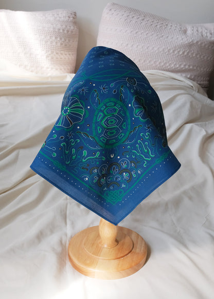 Timeless Turtle Bandana (Sea Blue) — Korean Knot Art Collection