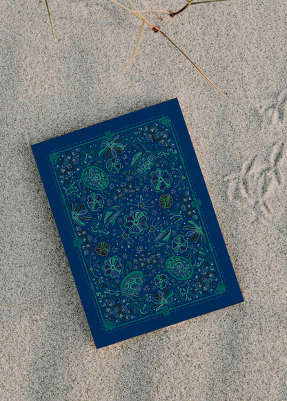 Timeless Turtle Art Print Postcard (Sea Blue)