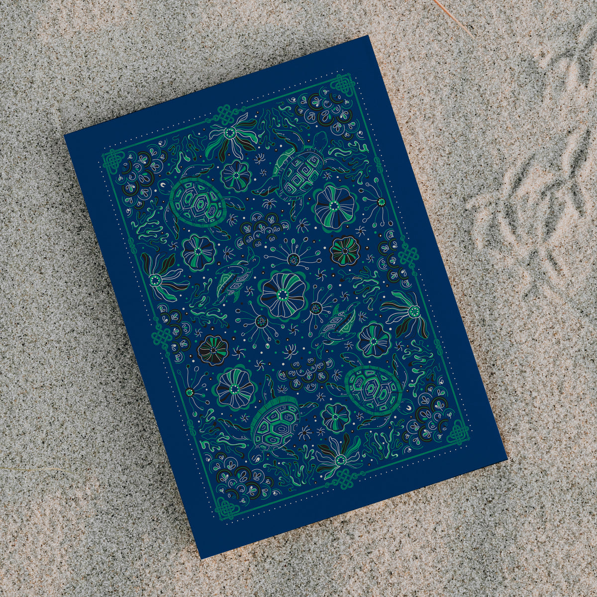 Timeless Turtle Art Print Postcard (Sea Blue)