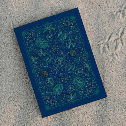 Timeless Turtle Art Print Postcard (Sea Blue)