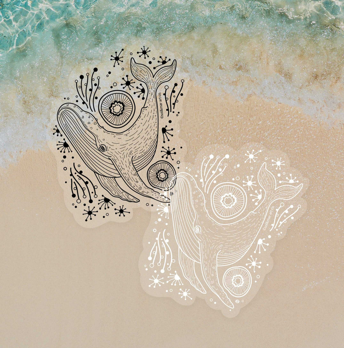 Humpback Whale Line Art Sticker 01 Decorative Stickers