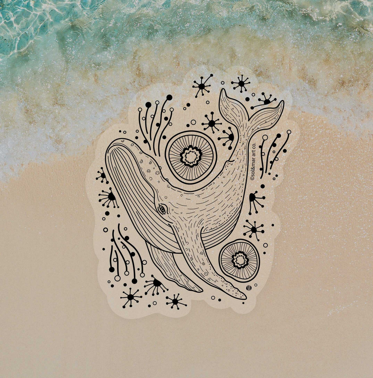 Humpback Whale Line Art Sticker 01 Decorative Stickers