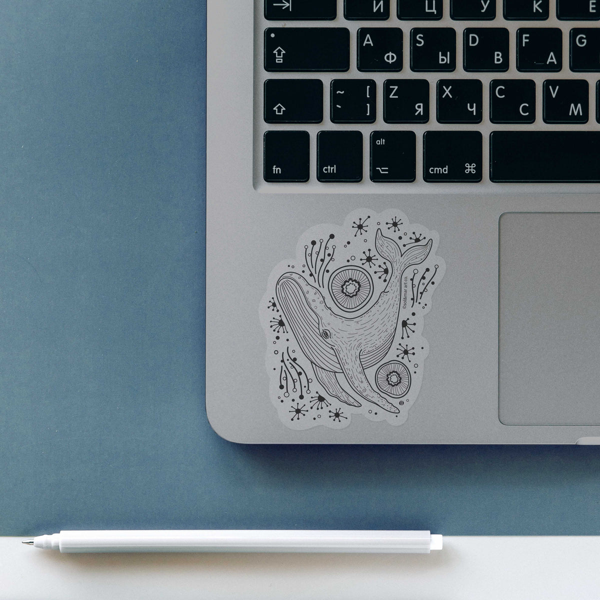 Humpback Whale Line Art Sticker 01 Decorative Stickers