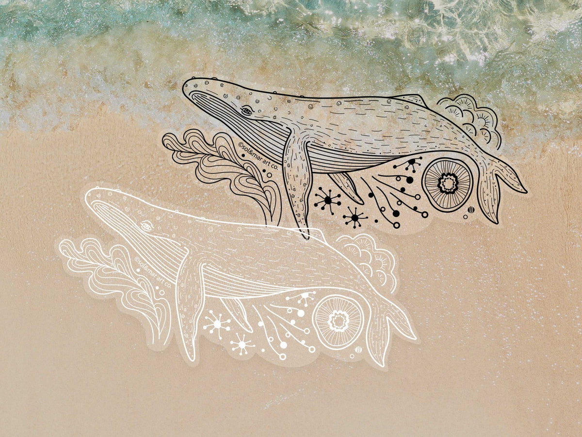 Humpback Whale Line Art Sticker 02 Decorative Stickers