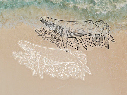 Humpback Whale Line Art Sticker 02 Decorative Stickers