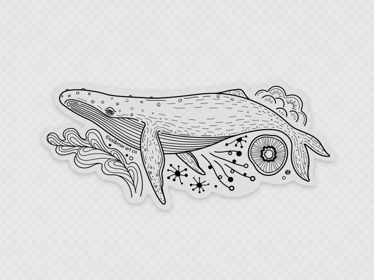 Humpback Whale Line Art Sticker 02 Decorative Stickers