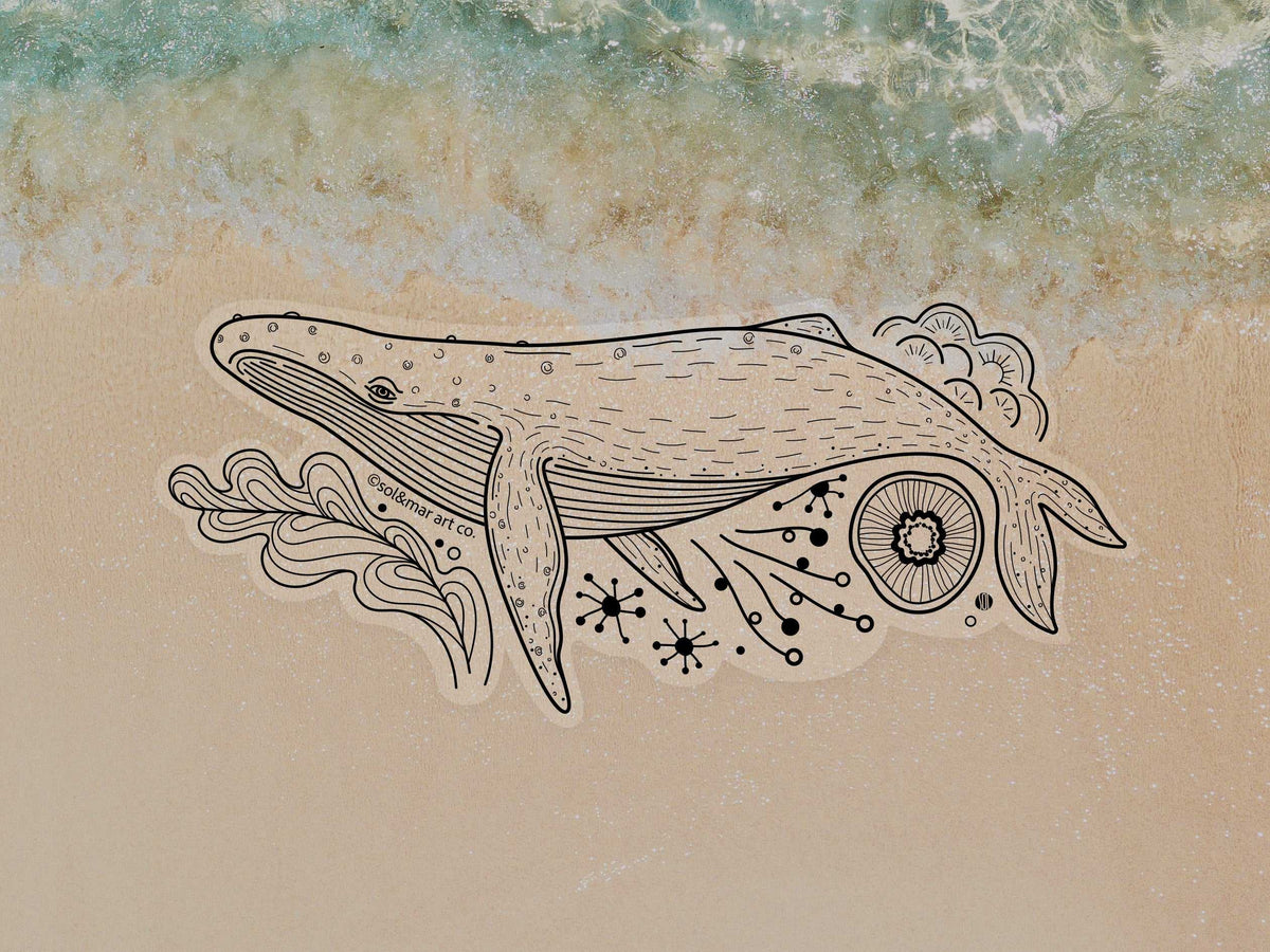 Humpback Whale Line Art Sticker 02 Decorative Stickers