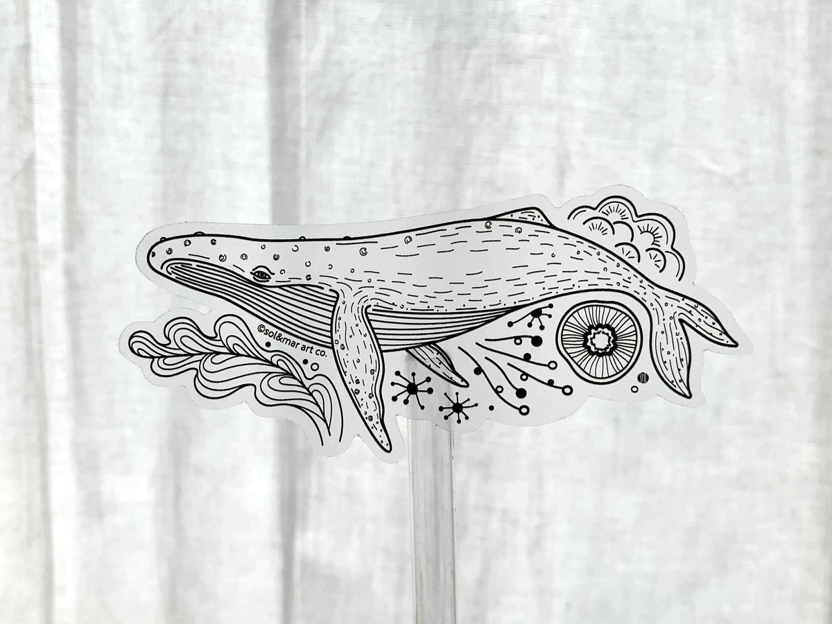 Humpback Whale Line Art Sticker 02 Decorative Stickers