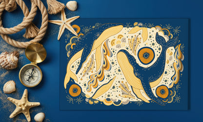 Whale, and the Ocean Silk Twill Scarf