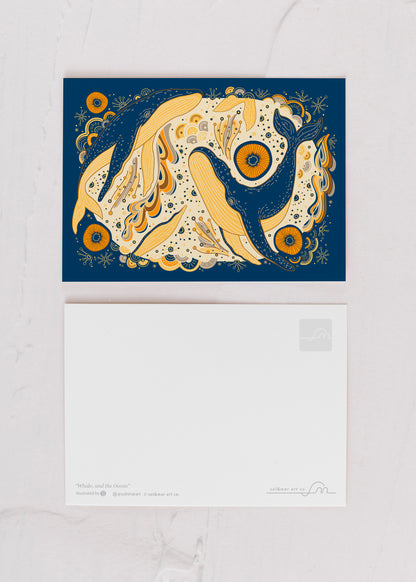 Whale, and the Ocean Silk Twill Scarf