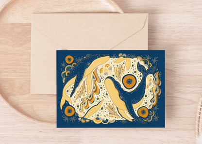 Whale, and the Ocean Silk Twill Scarf