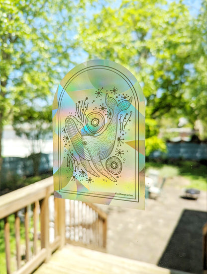 Whale, and the Ocean Suncatcher Sticker