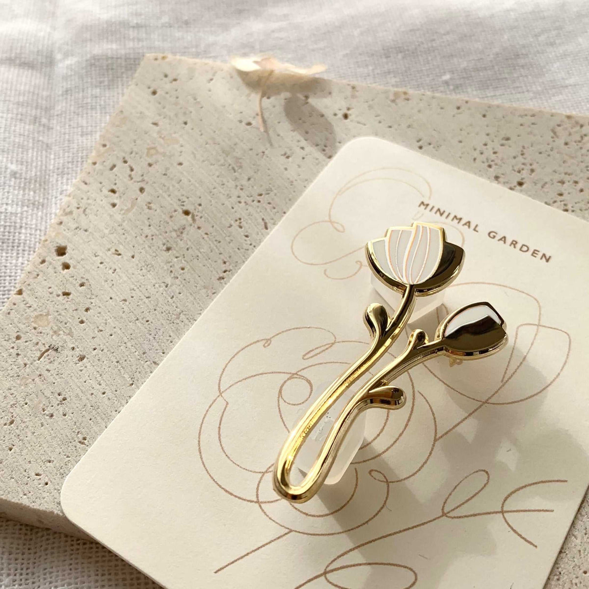 Peony Enamel Pin (off-white) Brooches & Lapel Pins