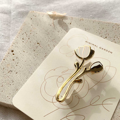 Peony Enamel Pin (off-white) Brooches & Lapel Pins