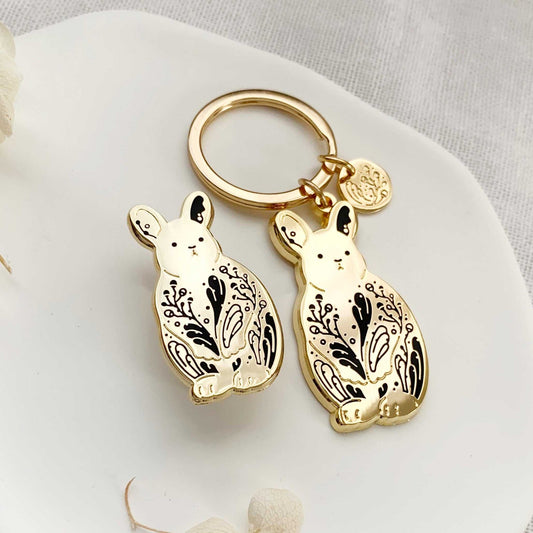 Rabbit Enamel Keychain + Pin Set (Pygmy Rabbit) Keychains