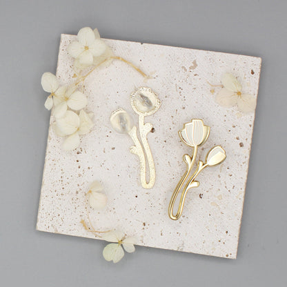 Peony Enamel Pin Set (off-white+black) Brooches & Lapel Pins
