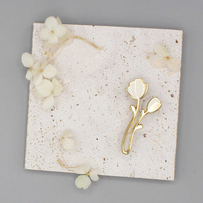 Peony Enamel Pin (off-white) Brooches & Lapel Pins