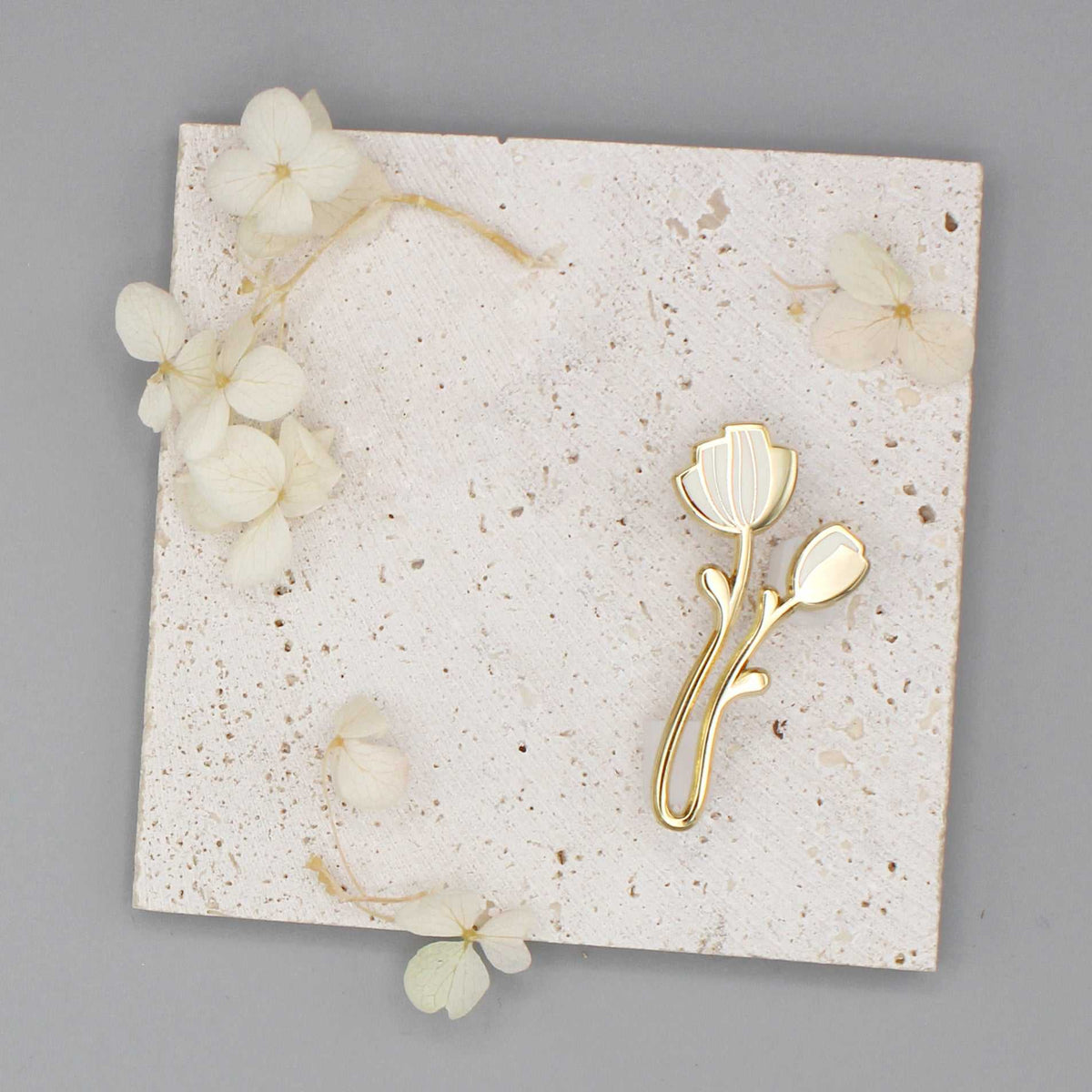 Peony Enamel Pin Set (off-white+black) Brooches & Lapel Pins