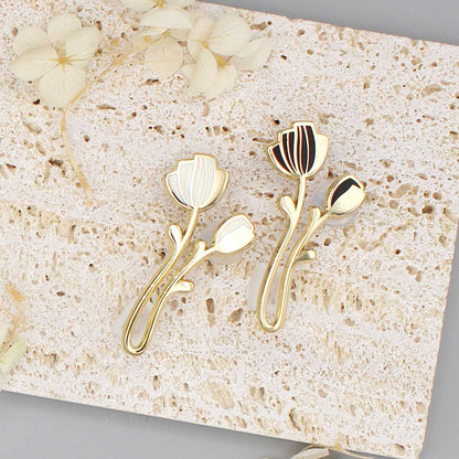 Peony Enamel Pin Set (off-white+black) Brooches & Lapel Pins