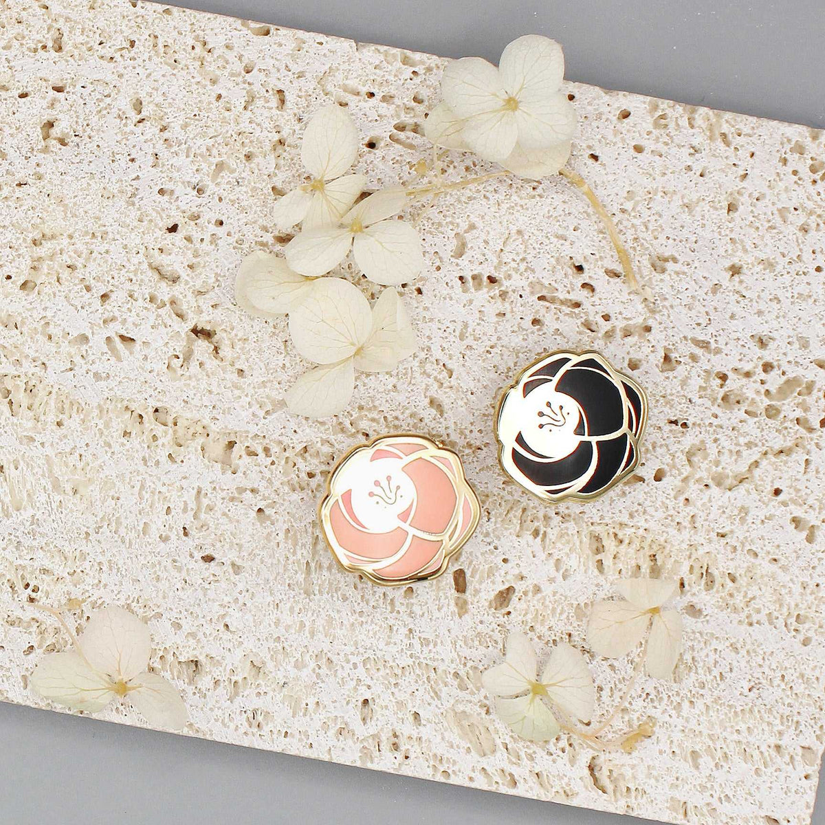 Rose Enamel Pin Set (pink+black) Brooches & Lapel Pins