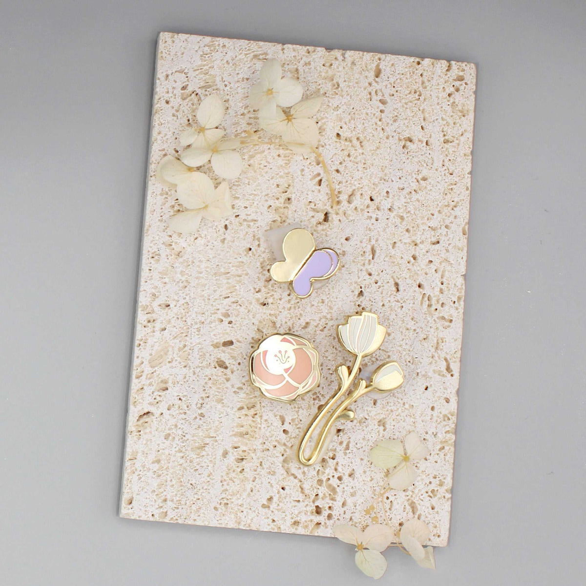 Peony Enamel Pin (off-white) Brooches & Lapel Pins