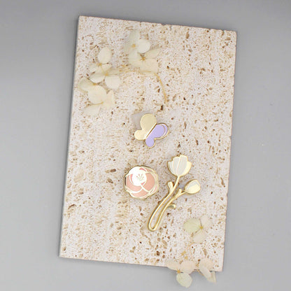 Peony Enamel Pin (off-white) Brooches & Lapel Pins