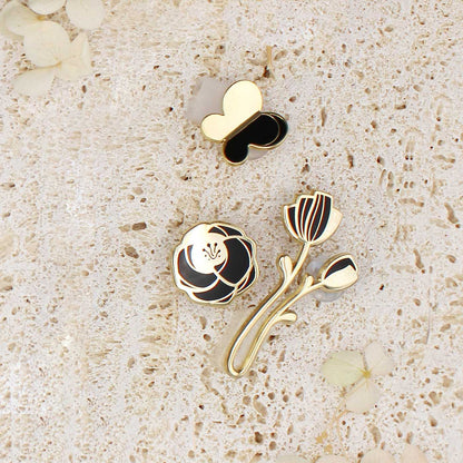 Minimal Garden Pin Collection (black) Brooches & Lapel Pins