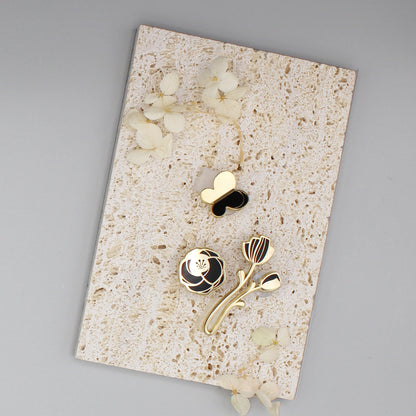 Rose Enamel Pin (black) Brooches & Lapel Pins