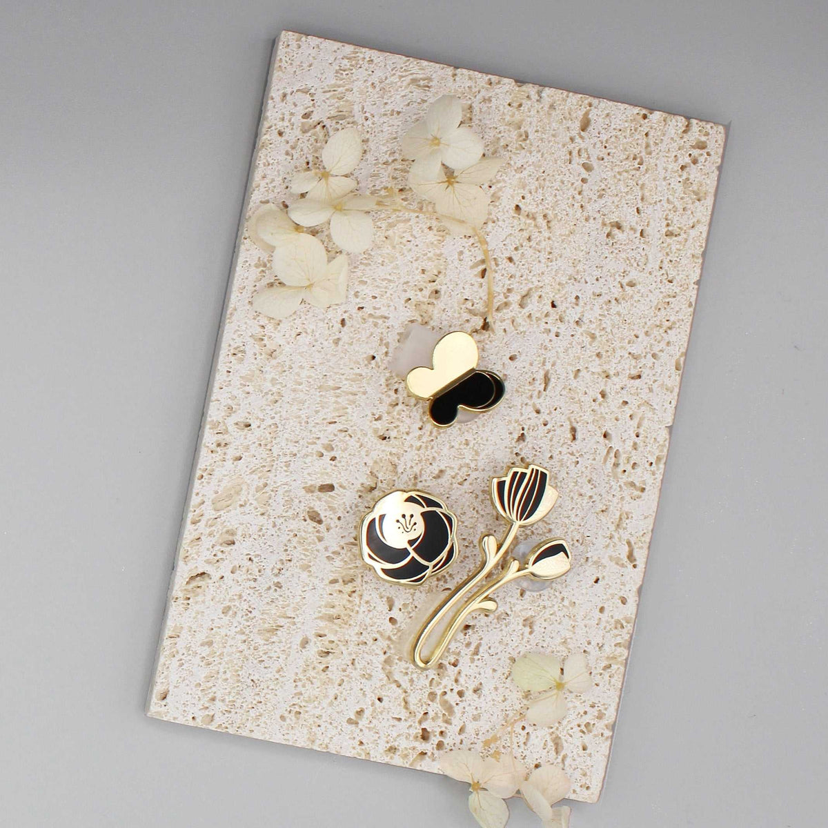 Minimal Garden Pin Collection (black) Brooches & Lapel Pins