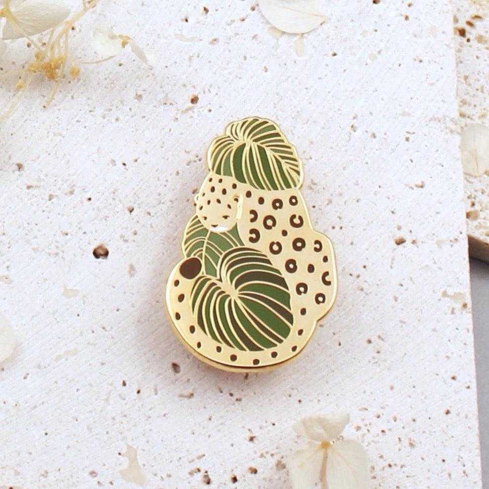 Leopard, Alocasia leaves Enamel Pin Brooches & Lapel Pins