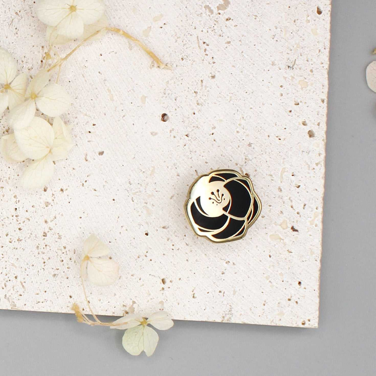 Rose Enamel Pin (black) Brooches & Lapel Pins