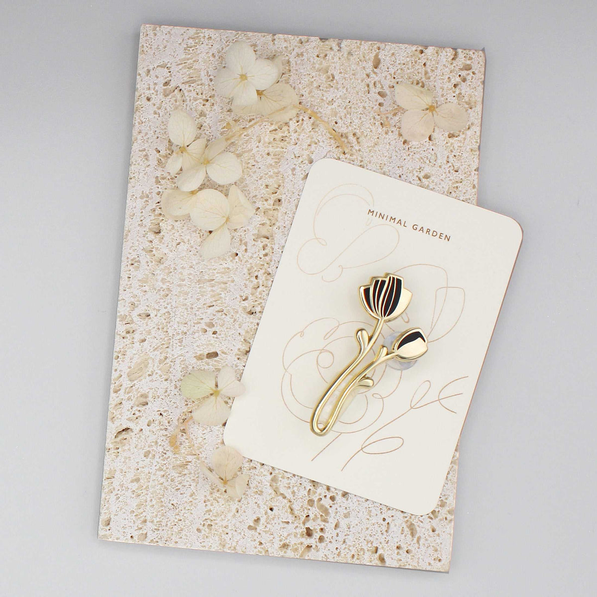 Peony Enamel Pin (Black) Brooches & Lapel Pins