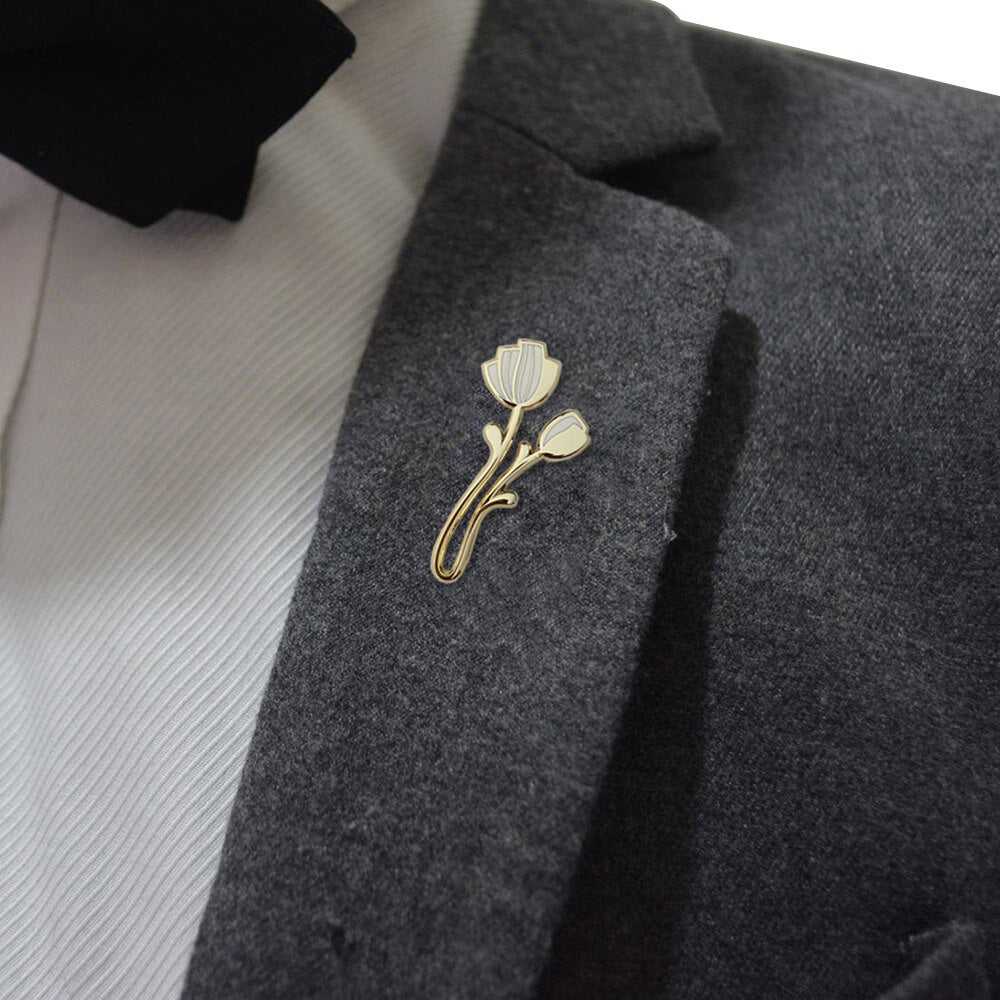 Peony Enamel Pin (off-white) Brooches & Lapel Pins